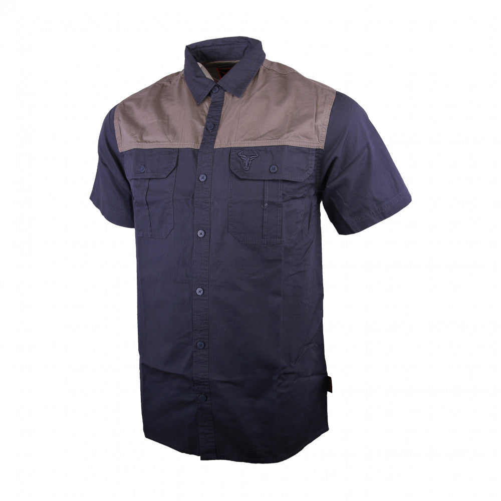 WBM816 LARGE TWO TONE SHIRT BLUE/KHAKI