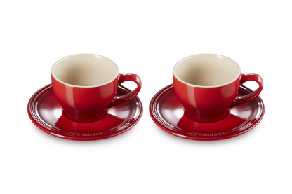 LE CREUSET ESPRESSO & SAUCER CERISE