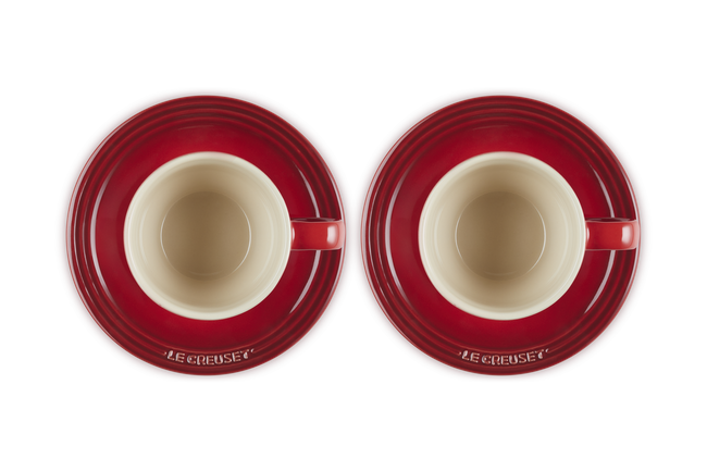 LE CREUSET ESPRESSO & SAUCER CERISE